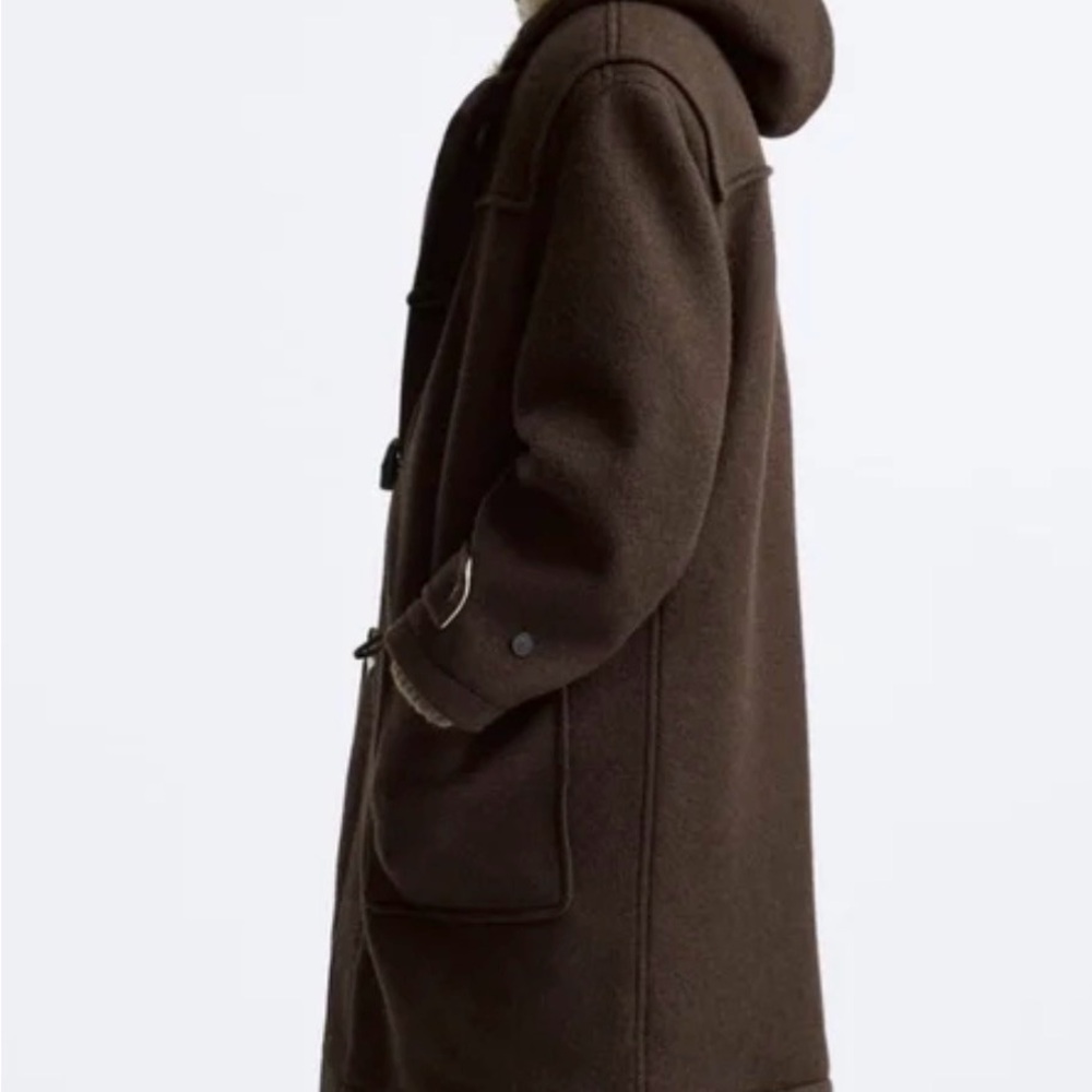 Harry Lambert x Zara Hooded Wool Coat - Brown - Picture 3 of 7